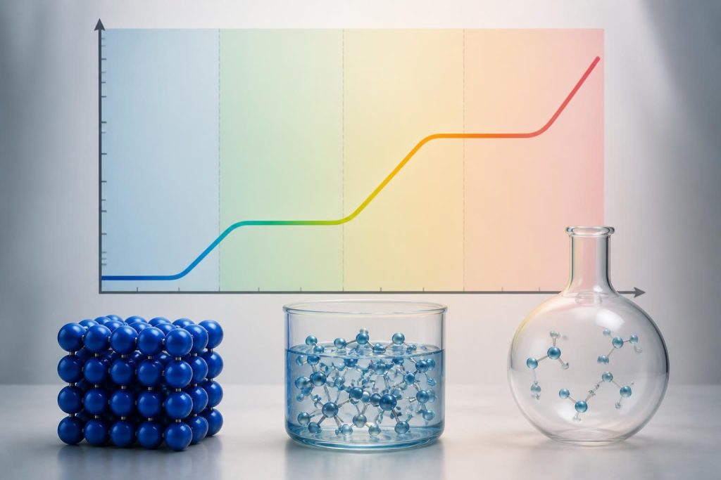découvrez les différents phases d'une courbe de changement d'état et leurs explications scientifiques détaillées pour mieux comprendre les transitions de la matière.